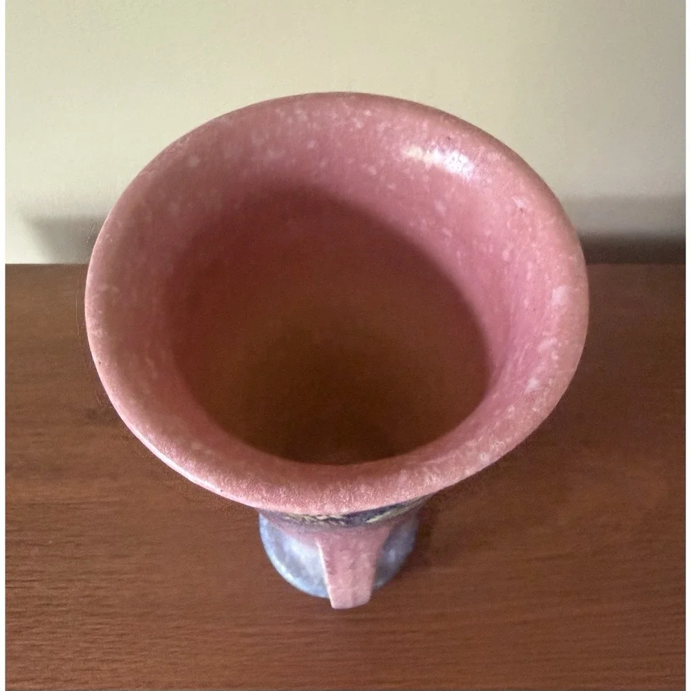 Roseville Baneda Pink 1932 Vintage Art Deco Pottery‎ Ceramic Handled Vase 604-7